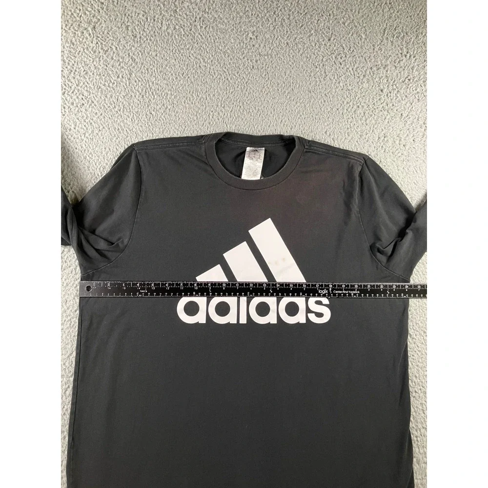 Adidas L/S Shirt Men XL Black Graphic Badge of Sport Logo Tee Baggy Thrashed